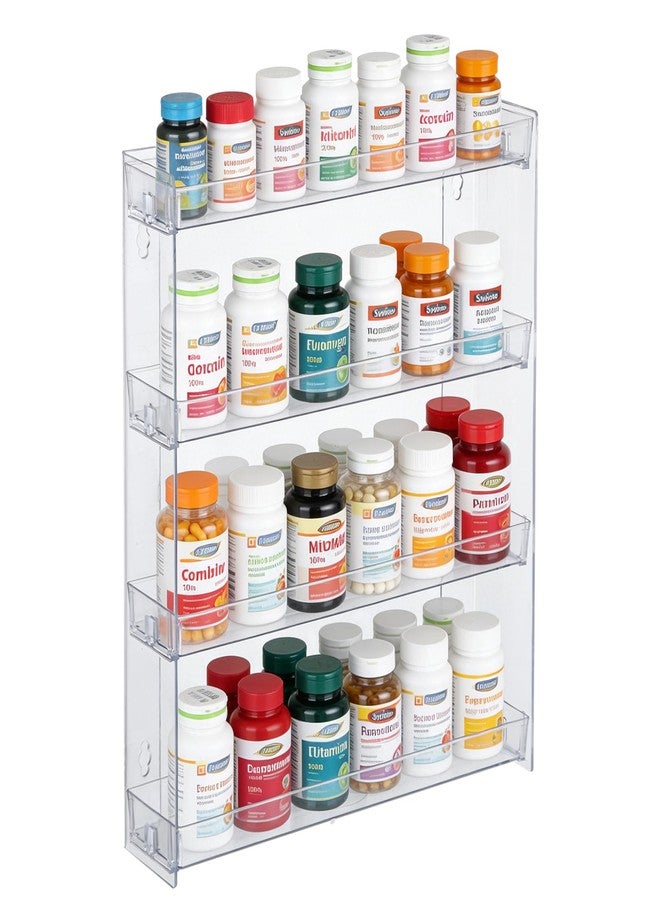 AIHSUMC 4-Tier Vitamin Storage Organizer, Medicine Organizer for Vitamin Bottles Pill Bottles Holder Rack for Countertop, Bathroom Cabinet Storage Items Are Clearly Visible - Image 1