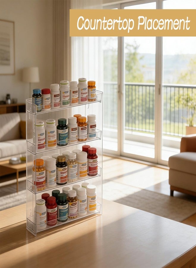AIHSUMC 4-Tier Vitamin Storage Organizer, Medicine Organizer for Vitamin Bottles Pill Bottles Holder Rack for Countertop, Bathroom Cabinet Storage Items Are Clearly Visible - Image 3