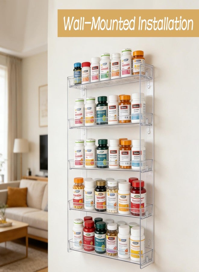 AIHSUMC 4-Tier Vitamin Storage Organizer, Medicine Organizer for Vitamin Bottles Pill Bottles Holder Rack for Countertop, Bathroom Cabinet Storage Items Are Clearly Visible - Image 4