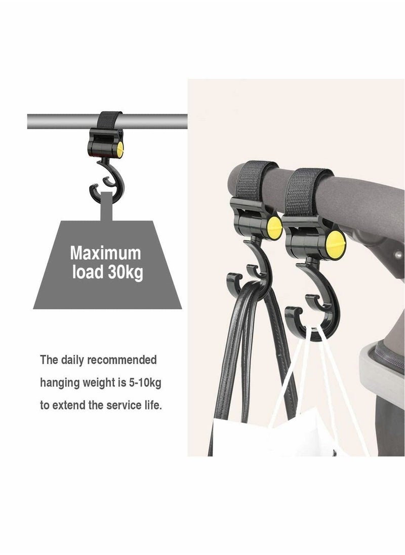Stroller Hooks Multifunction Baby Rotating Buggy Clips Hanger Universal Pram Hookfor Pushchair Stroller Shopping Bag Hanging Your Shopping Bags and Totes 2 Pcs