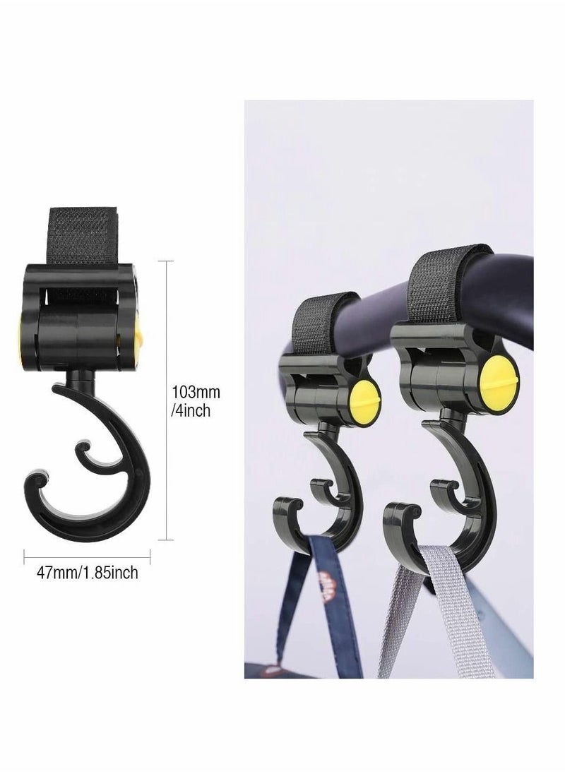 Stroller Hooks Multifunction Baby Rotating Buggy Clips Hanger Universal Pram Hookfor Pushchair Stroller Shopping Bag Hanging Your Shopping Bags and Totes 2 Pcs