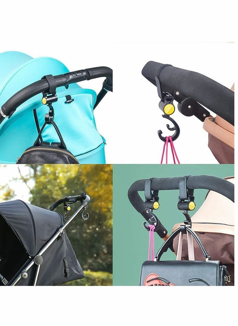 Stroller Hooks Multifunction Baby Rotating Buggy Clips Hanger Universal Pram Hookfor Pushchair Stroller Shopping Bag Hanging Your Shopping Bags and Totes 2 Pcs