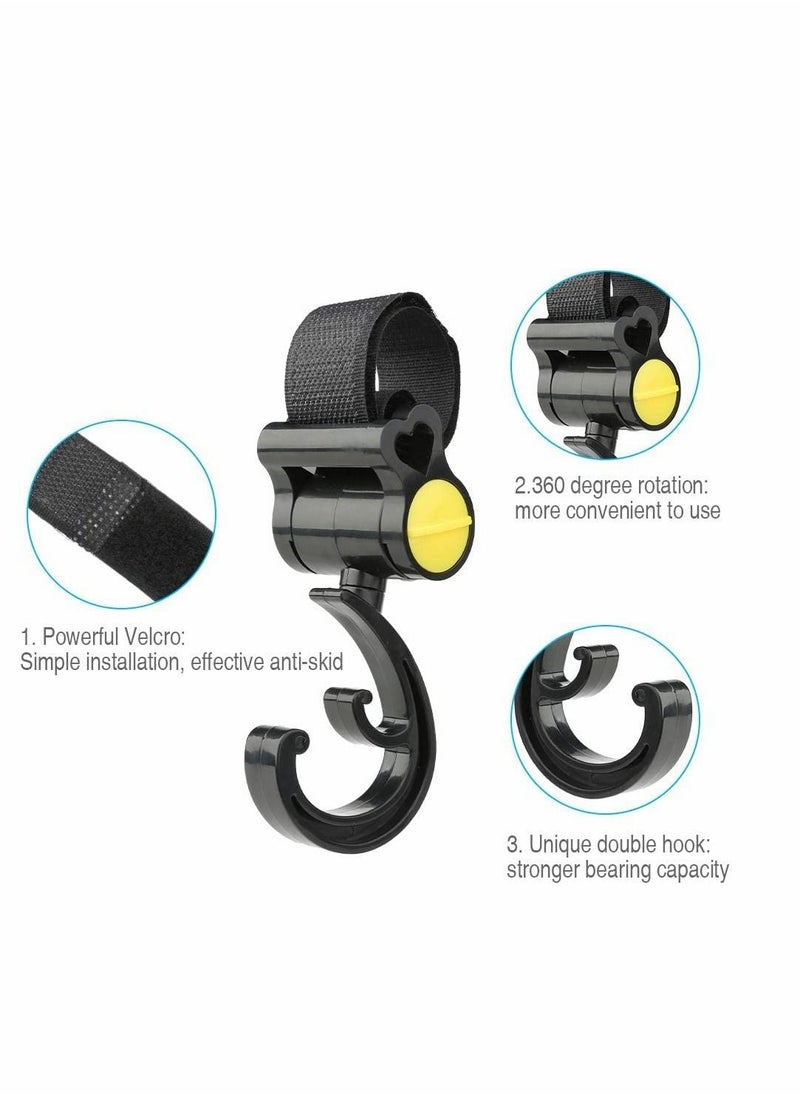 Stroller Hooks Multifunction Baby Rotating Buggy Clips Hanger Universal Pram Hookfor Pushchair Stroller Shopping Bag Hanging Your Shopping Bags and Totes 2 Pcs