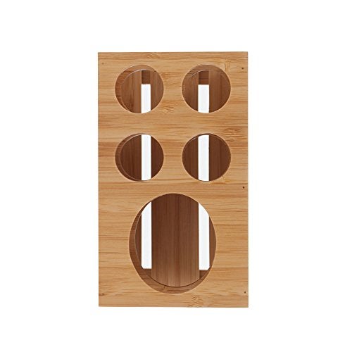 MobileVision Toothbrush and Toothpaste Holder Stand for Bathroom Vanity Storage, Bamboo, 5 slots - Image 5