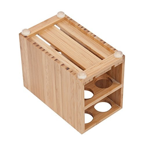 MobileVision Toothbrush and Toothpaste Holder Stand for Bathroom Vanity Storage, Bamboo, 5 slots - Image 4