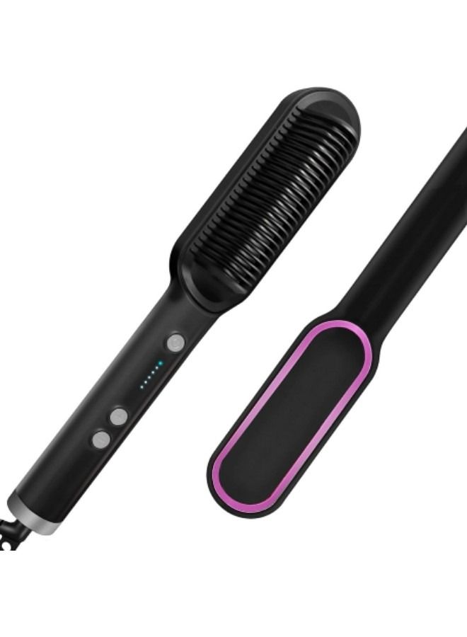 GGEROU Ionic Hair Straightener Comb,Ionic Straightening Brush with Anti Scald, 2 in 1 Fast Ceramic Heating Hair Brush for Straightening and Curling - Image 1