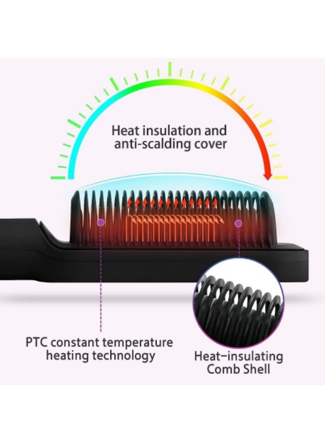 GGEROU Ionic Hair Straightener Comb,Ionic Straightening Brush with Anti Scald, 2 in 1 Fast Ceramic Heating Hair Brush for Straightening and Curling - Image 3