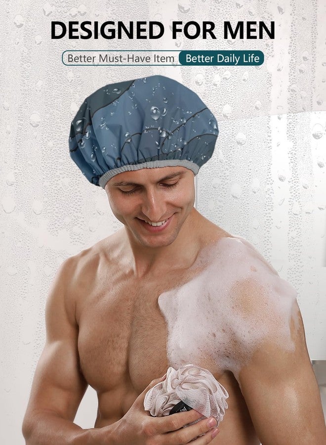 Years calm Men Shower Cap Reusable Waterproof, Dual-Layer Design, Double-Sided Use,Protects Hair in Shower, Spa, Travel & Cooking, Adjustable Elastic for Comfortable Fit (Blue Disguise, One Size) - Image 4