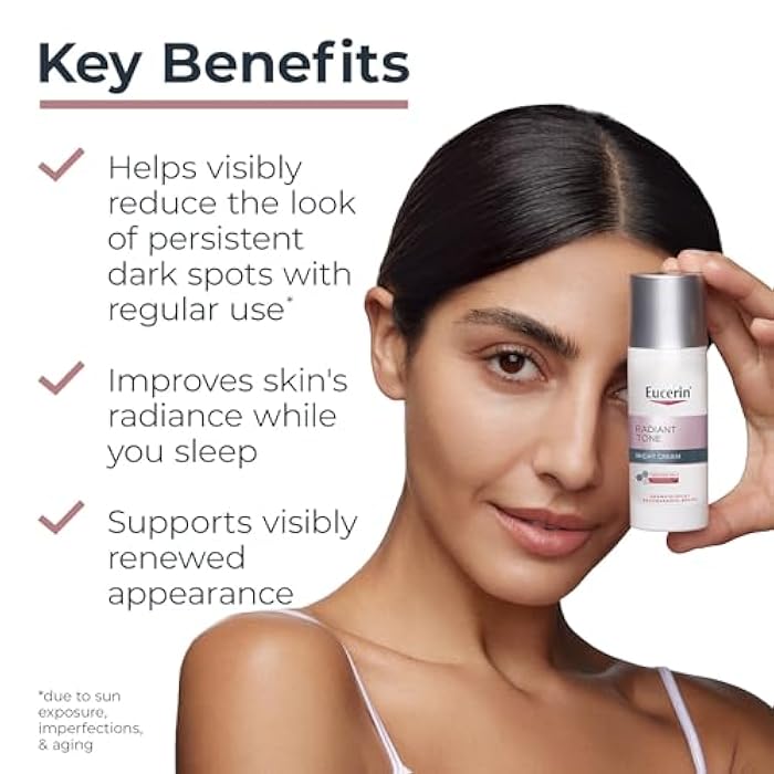 Eucerin Radiant Tone Night Cream, Dark Spot Corrector with Thiamidol, Night Moisturizer for Face Helps Visibly Reduce the Look of Dark Spots, All Skin Types, Holiday Gifts for Self Care, 1.7 Oz Bottle - Image 2