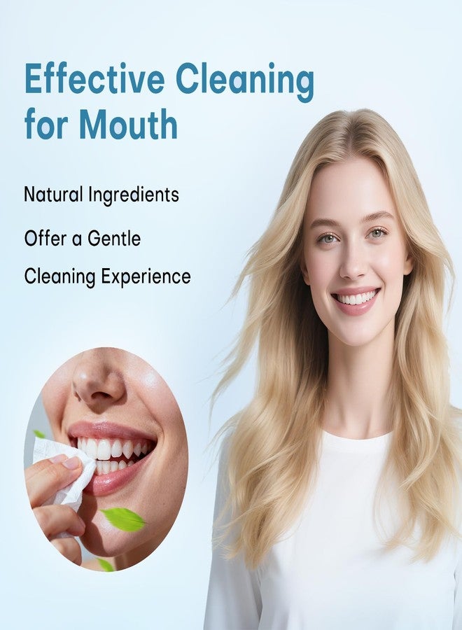 Zhjianup Denture Cleaner Wipes Disposable Teeth Gum Retainer Wipe Oral Care, Tooth Gums Cleaning Dental Dentures Tablets, Denture Adhesive Food Debris Braces Stain Odor Remover for Adults Elderly Mint 100 Pcs - Image 4