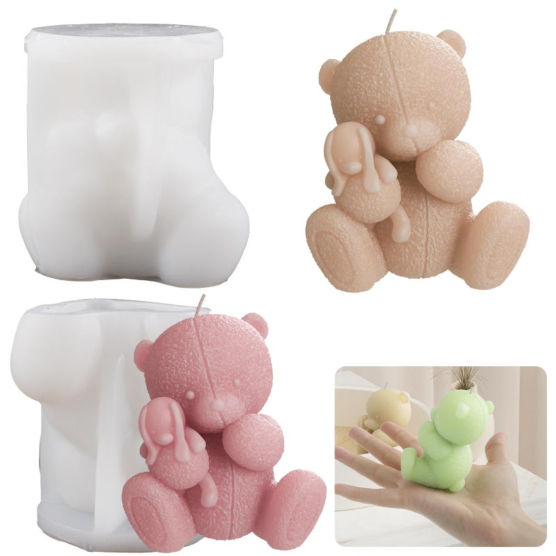 ESEENS Suture Bear Doll Bear Candle Animal Resin Casting Making Molds Silicone Mold for Candle Home Decorate Candle Making 3D Animal Mold - Image 4
