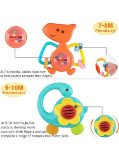 Riolio Baby Teething Rattle Toys, Infant Teether Set for 3 M+, Babies Grab Shaker, Sensory Development Toy, Newborn Birthday Baby Shower Gifts for 36 M+ Old Boys Girls  - Image 2