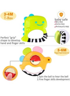Riolio Baby Teething Rattle Toys, Infant Teether Set for 3 M+, Babies Grab Shaker, Sensory Development Toy, Newborn Birthday Baby Shower Gifts for 36 M+ Old Boys Girls  - Image 3