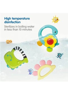 Riolio Baby Teething Rattle Toys, Infant Teether Set for 3 M+, Babies Grab Shaker, Sensory Development Toy, Newborn Birthday Baby Shower Gifts for 36 M+ Old Boys Girls  - Image 5