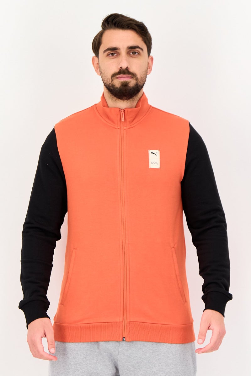 PUMA Men Sportswear Fit One8 Long Sleeve Outdoor Full Zip Sweatshirt, Orange - Image 1