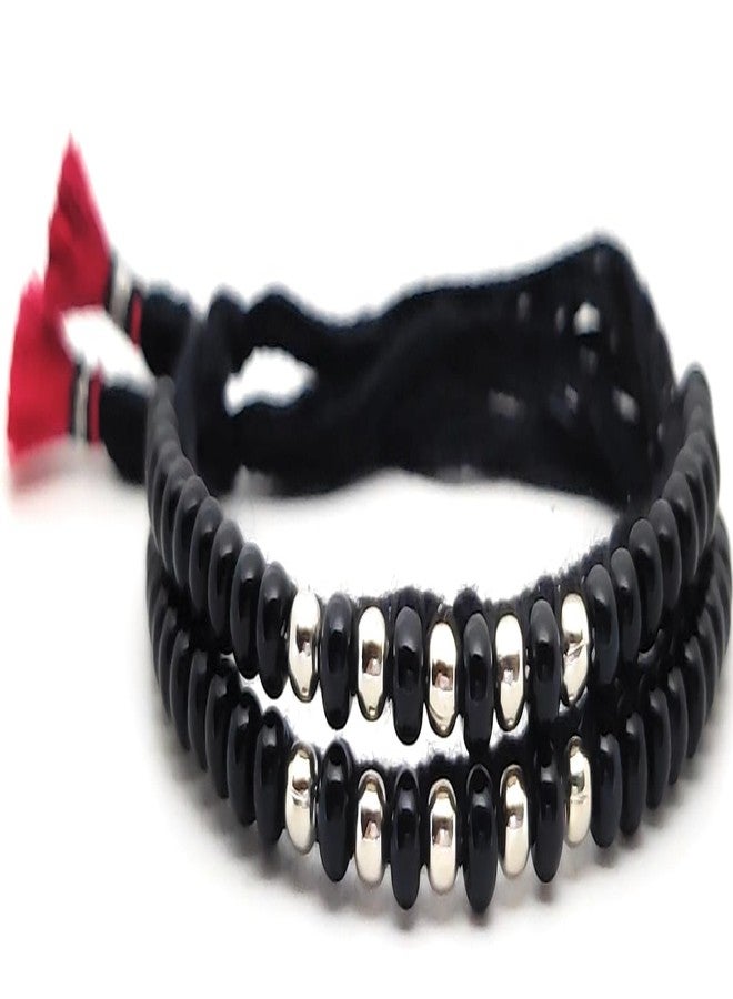 Jewel string Adjustable Baby Nazariya Bracelet| Black Bead Bracelet for Newborns to 4-Year-Olds | Unisex Traditional Protection Jewelry ((1 Pair) - Image 2