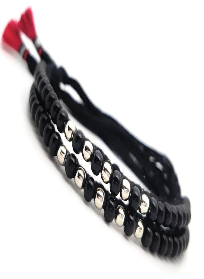 Jewel string Adjustable Baby Nazariya Bracelet| Black Bead Bracelet for Newborns to 4-Year-Olds | Unisex Traditional Protection Jewelry ((1 Pair) - Image 1