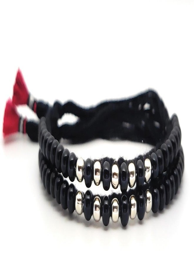 Jewel string Adjustable Baby Nazariya Bracelet| Black Bead Bracelet for Newborns to 4-Year-Olds | Unisex Traditional Protection Jewelry ((1 Pair) - Image 4
