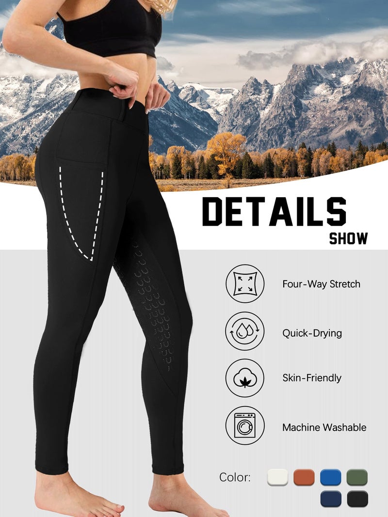 DMVOD Women's Horse Riding Pants Active Silicon Grip Full Seat Breeches for Women Equestrian Pants Black XL - Image 4