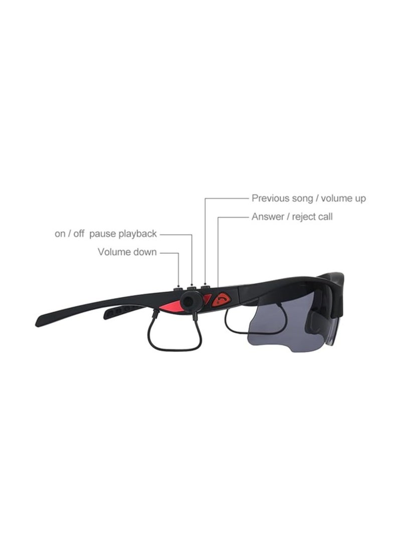 Smart Sport Sunglasses, Wireless Sunglasses Smart Glasses, UV Protection and Wireless Bluetooth 5.0, Perfect Wearable Technology, for Smart Phone PC Outdoor Fishing Driving Cycling Black