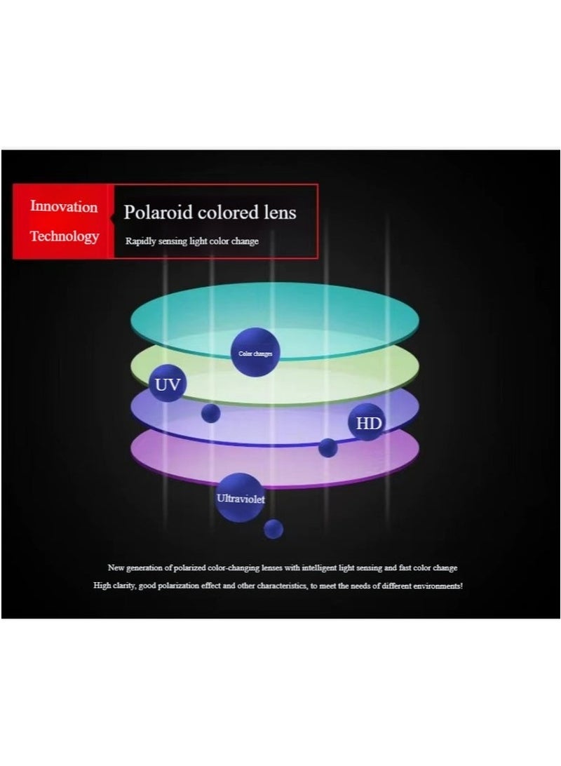 نظارات شمسية مستقطبة فوتوكرومية للقيادة والصيد - واقية من الأشعة فوق البنفسجية، عدسات متكيفة مع الضوء، للاستخدام النهار والليل - Image 5