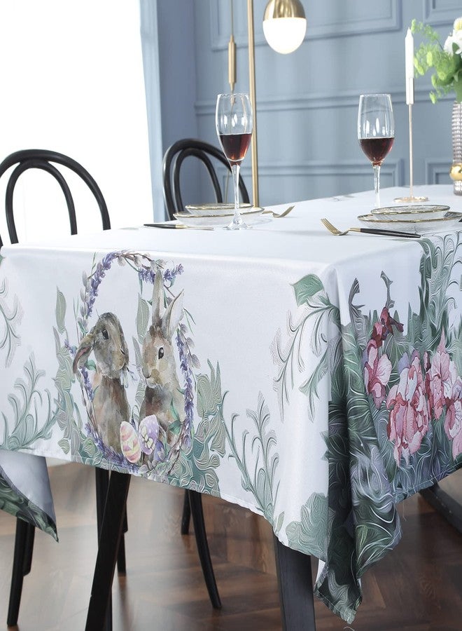 SASTYBALE Easter Tablecloths Rectangle 52x70 inch, Wrinkle Resistant and Spill-Proof Tablecloth, Spring Table Cloth, Printed Bunny Table Cover for Kitchen Dinning Tabletop - Image 3