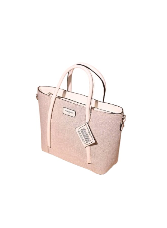 David Jones Elegant women's handbag in beige and white with a handle and strap. - Image 1
