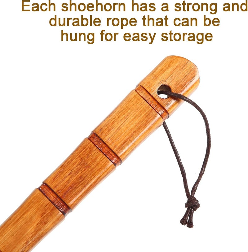 WLMALL Premium Wooden Shoe Horn, 2 PCS Shoehorns Durable, 13" Long Handle Shoe horns, Lazy Shoe Helper Spoons for Seniors, Kids, Pregnancy, Men, Women - Image 3