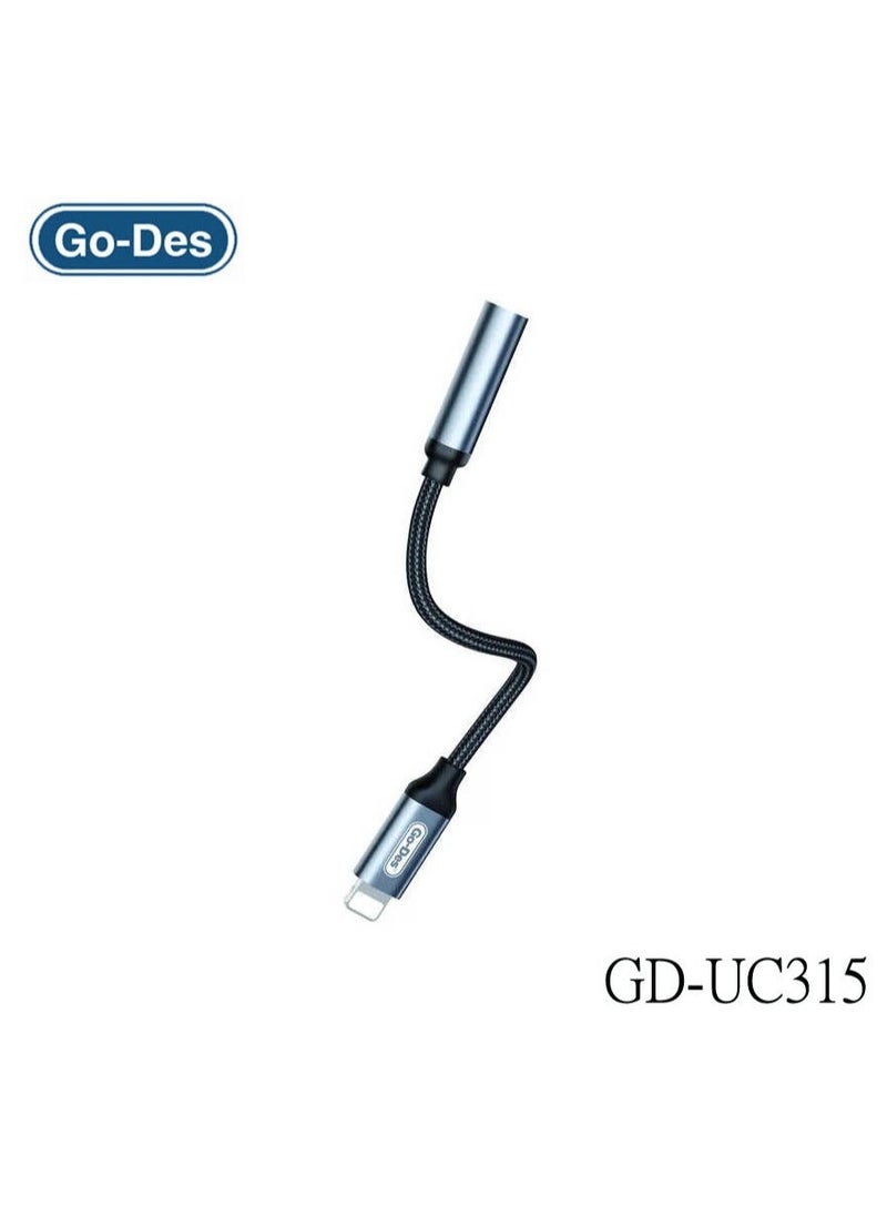 GO-DES - GD-UC315 Audio Line Lightning to 3.5mm Adapter – Plug and Play Design for iPhone, iPad, iPod, and Other Apple Devices | High-Quality Audio, Easy Connection to Headphones, Speakers, and More | Portable, Durable, and Compact Adapter - Image 1