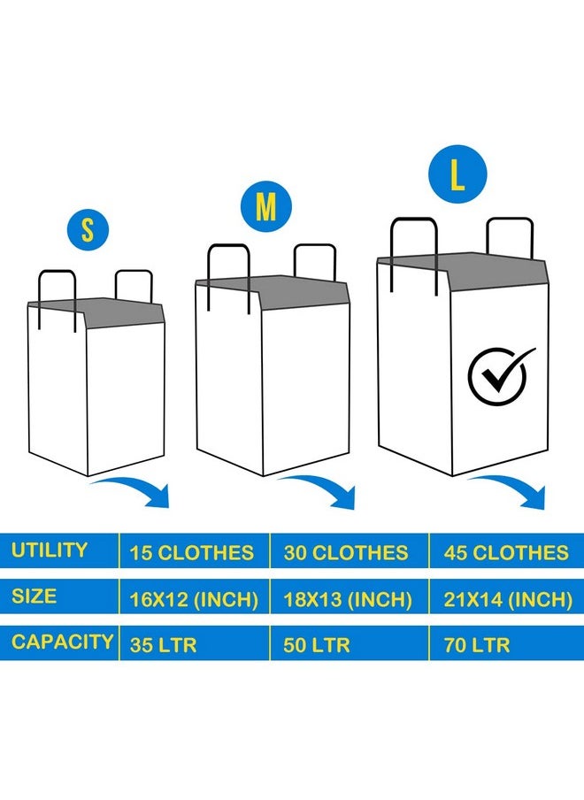 PrettyKrafts PrettyKrafts 75 LTR Foldable Laundry Basket for Clothes | Non-Woven Laundry Bag | Washing Clothes Storage Basket | Toy Storage Organizer | 36x36x53cm | Blue  - Image 5