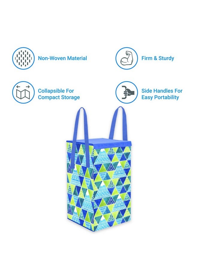 PrettyKrafts PrettyKrafts 75 LTR Foldable Laundry Basket for Clothes | Non-Woven Laundry Bag | Washing Clothes Storage Basket | Toy Storage Organizer | 36x36x53cm | Blue  - Image 2