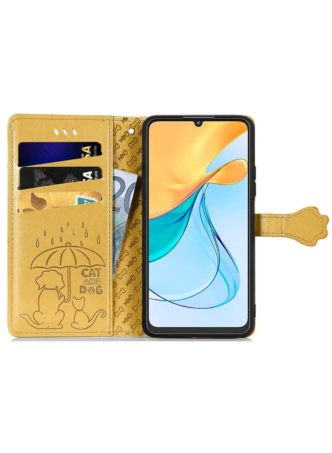 إيروريكس جراب لهاتف ZTE Blade V50 Vita مصنوع من الجلد المنقوش بنقشة قطة وكلب - Image 3