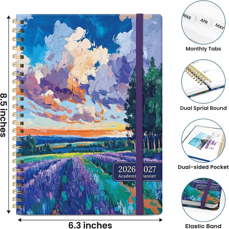 ZOTIA Planner 2026-2027, Hardcover Monthly and Weekly Academic Planner July 2026 - June 2027, Teacher and Student Calendar Agenda Book with Tabs, A5 (6.3" x 8.5"), Ideal for School and Office, Lavender Glow - Image 4