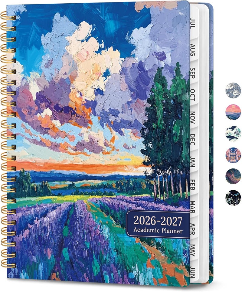 ZOTIA Planner 2026-2027, Hardcover Monthly and Weekly Academic Planner July 2026 - June 2027, Teacher and Student Calendar Agenda Book with Tabs, A5 (6.3" x 8.5"), Ideal for School and Office, Lavender Glow - Image 1