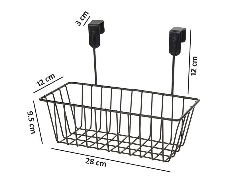 Bianco Over Door Hanging Basket | Under Shelf | Metal Multipurpose Cabinet Door Organizer | Bathroom Cabinet Holder| Side Basket Hanging Organizer (Pack of 3, Black) - Image 4