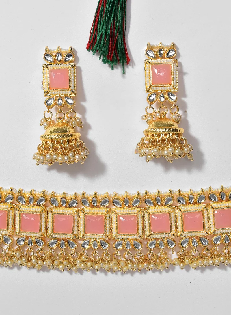 SOHI  Pink Stone-Studded Artificial Jewellery Set for Women | Best Price UAE