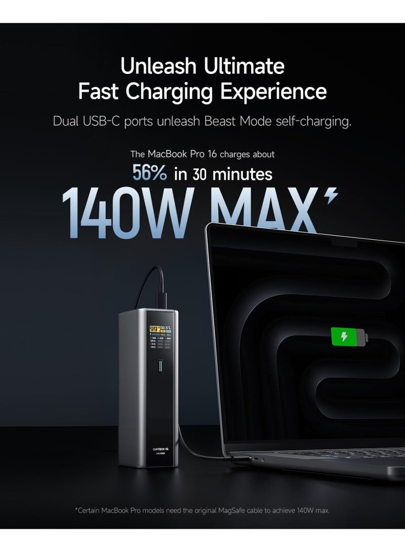 طعنة بنك الطاقة الكمبيوتر المحمول ، بنك الطاقة ، شاحن محمول ، بنك الطاقة المعتمد CCC ، 20000mAh ، أقصى منفذ متعدد 210W ، أقصى منفذ واحد 140W فائق السرعة ، 2 USB-C و 1 USB-A شاحن محمول ، شاحن الكمبيوتر المحمول ، PD3.1 حزمة بطارية الشحن السريع مع شاشة ذكية ، متوافقة مع iPhone 16/15/14/13 ، سامسونج ، ماك بوك ، ديل ، إلخ - Image 3