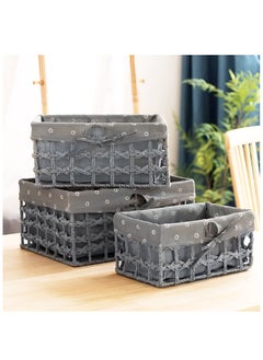 Set of 3 Eco-Friendly Handwoven Storage Baskets – Durable Rectangular Woven Bins with Sturdy Plastic Frame, Removable Fabric Lining, Decorative Macrame Design for Sundries, Toys, Books, Toiletries, and Elegant Home Organization - pzsku/Z919A7BD07AE0061F5A21Z/45/_/1733813341/cd2a7ce0-83a3-4cc3-98e4-58251fd6cdf0