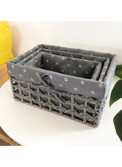 Set of 3 Eco-Friendly Handwoven Storage Baskets – Durable Rectangular Woven Bins with Sturdy Plastic Frame, Removable Fabric Lining, Decorative Macrame Design for Sundries, Toys, Books, Toiletries, and Elegant Home Organization - pzsku/Z919A7BD07AE0061F5A21Z/45/_/1733813418/91c50d80-5724-4581-b73c-a57769615550