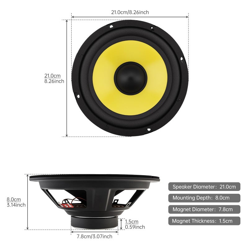 DriSentri 8 Inch Bass Loudspeaker Woofer Speaker, Car Speakers Wide Frequency Response Car Audio Stereo Speaker for Car Audio/Home Theaters - Image 2