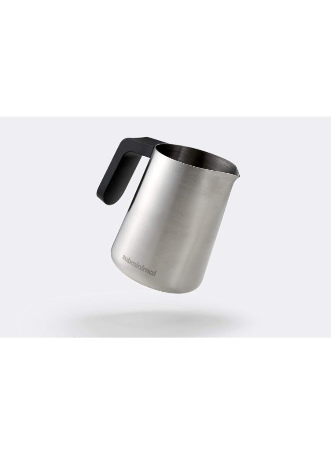 subminimal - FlowTip Milk Jug (450ml/15oz) - Advanced Design Milk Jug w/ Ergonomic & Heat Resistant Handle, StoveTop Compatible, Stainless Steel, Smooth Neck & Sharp Tip - Stainless - Image 1