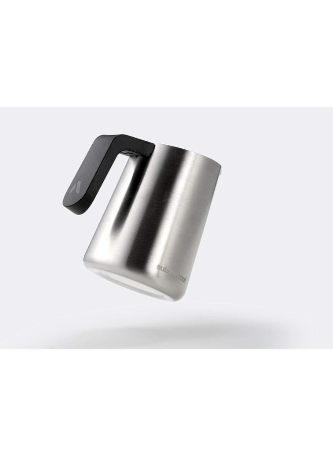 subminimal - FlowTip Milk Jug (450ml/15oz) - Advanced Design Milk Jug w/ Ergonomic & Heat Resistant Handle, StoveTop Compatible, Stainless Steel, Smooth Neck & Sharp Tip - Stainless - Image 1