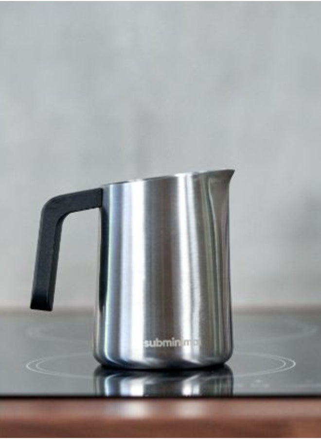 subminimal - FlowTip Milk Jug (450ml/15oz) - Advanced Design Milk Jug w/ Ergonomic & Heat Resistant Handle, StoveTop Compatible, Stainless Steel, Smooth Neck & Sharp Tip - Stainless - Image 1