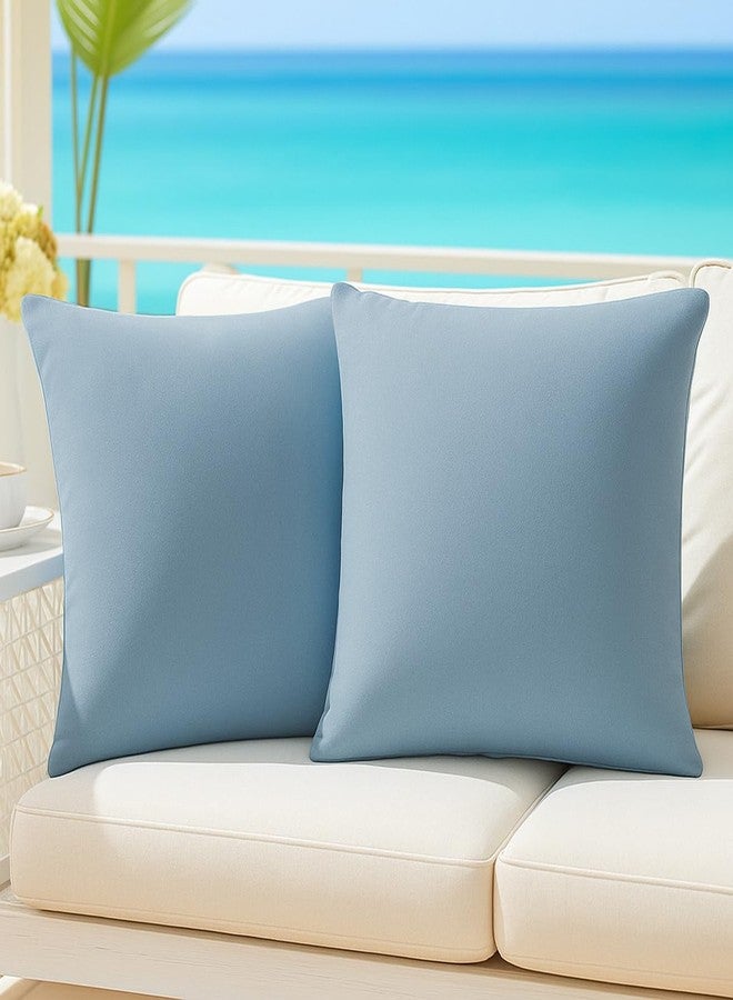 QUORGVES Velvet Light Blue Throw Pillows 18x18 Inch Set of 2 Summer Light Blue Pillow Covers for Sofa Couch Bedroom Soft Square Dusty Coastal Sky Baby Blue Pillow Covers - Image 1