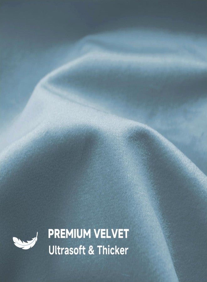 QUORGVES Velvet Light Blue Throw Pillows 18x18 Inch Set of 2 Summer Light Blue Pillow Covers for Sofa Couch Bedroom Soft Square Dusty Coastal Sky Baby Blue Pillow Covers - Image 4