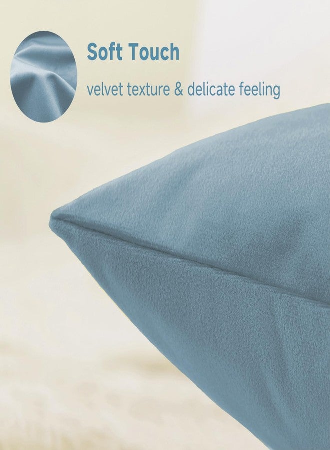 QUORGVES Velvet Light Blue Throw Pillows 18x18 Inch Set of 2 Summer Light Blue Pillow Covers for Sofa Couch Bedroom Soft Square Dusty Coastal Sky Baby Blue Pillow Covers - Image 2