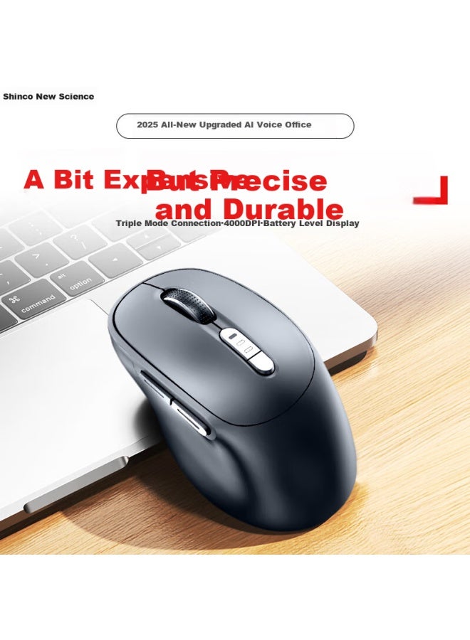 Shinco Ai Intelligent Silent Wireless Mouse Bluetooth Gaming Mouse Voice Office Mouse Ergonomic Rechargeable Three Modes Dragonfly M9 Black - Image 1