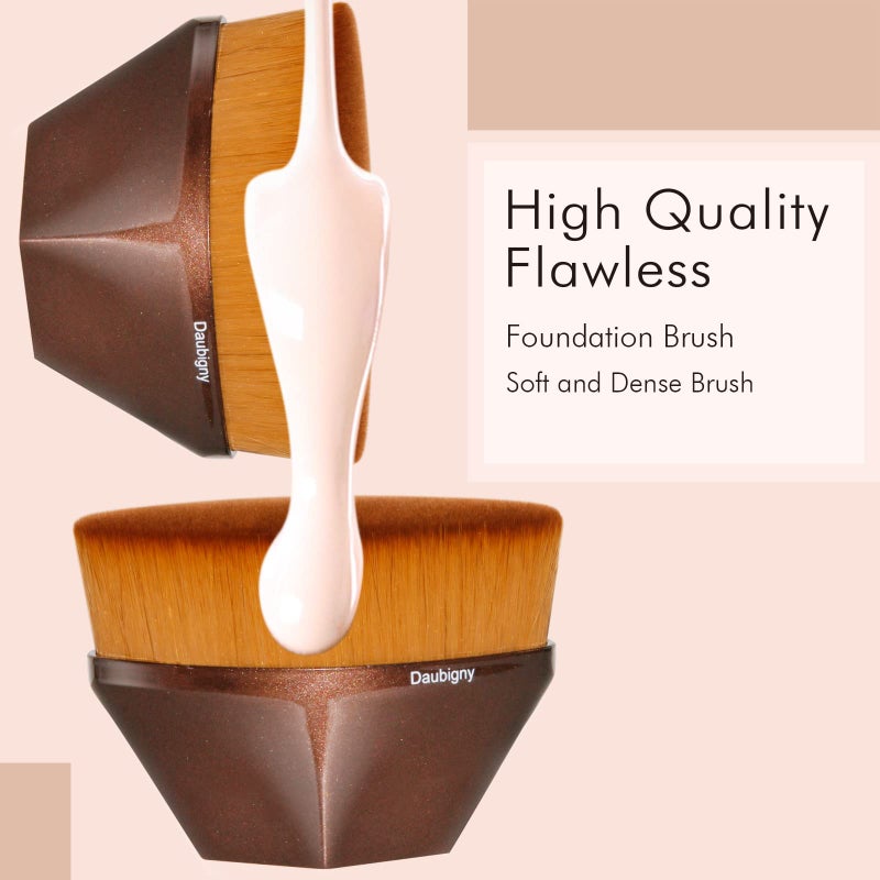 Daubigny Foundation Makeup Brush Flat Top Kabuki Hexagon Face Blush Liquid Powder Foundation Brush for Blending Liquid, Cream or Flawless Powder Cosmetics with Bonus Protective Case (Champagne) - Image 4