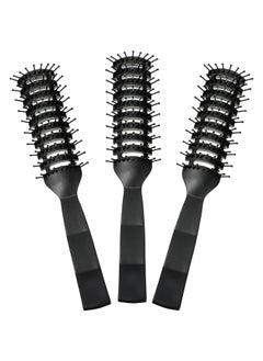 Patelai Patelai 3 Pieces Vent Hair Brush for Men Women Black Plastic Styling Hair Brush Anti static Bristles for Wet Short Curly Straight Hair Blow Drying Quickly 