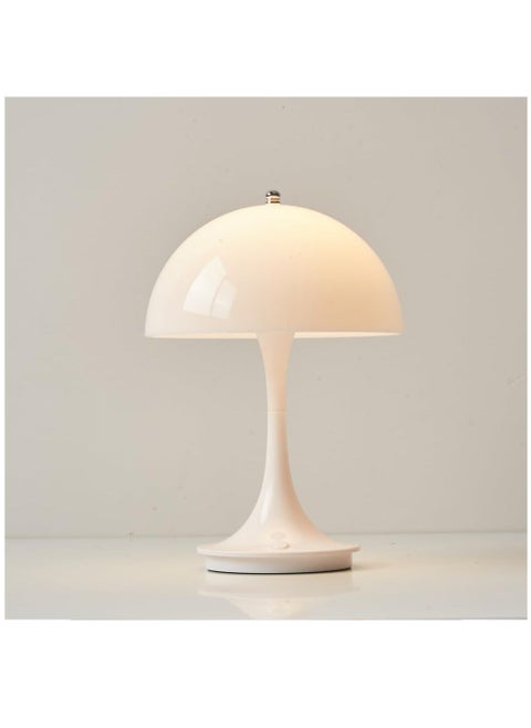 Cordless Mushroom Table Lamp, Retro Mushroom Lamp,3000mAh Battery Nightstand Lamp,3 Level Dimmable Small Table Lamp, 3W LED table Light Rechargeable, Retro Bedside Lamp for Bedroom, Living Room(White)